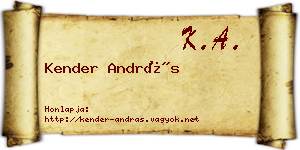 Kender András névjegykártya