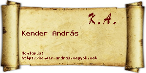 Kender András névjegykártya