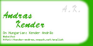 andras kender business card